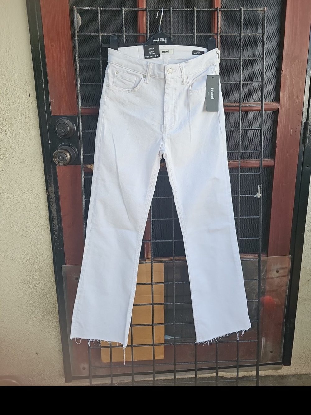 Mavi White Flare Jeans with Raw Hem